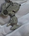 Colorful Cubic Zirconia Dog Pendant in Silver