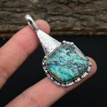 Chrysocolla Gemstone Pendant in Sterling Silver