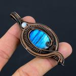 Labradorite Copper Wire Wrap Dainty Pendant