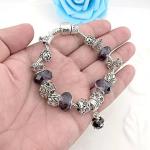 Crystal Heart Silver Bracelet with Love Charms