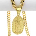 18k Gold Plated Guadalupe Hip-Hop Pendant Necklace