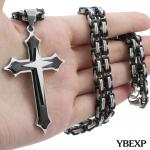 Men's Black Stainless Steel Cross Pendant Necklace