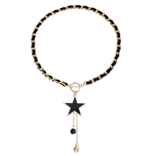 QIMOSHI Black Wrap Velvet Choker With Gold Star Pedant for Women Girls,Jewelry Gift for Girlfriend Family And Friend