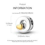 925 Silver Letter Charms with Golden Heart