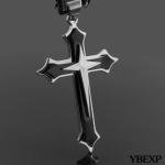 Men's Black Stainless Steel Cross Pendant Necklace