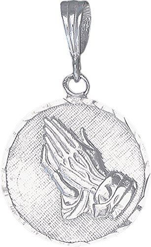 eJewelryPlus Sterling Silver Praying Hands Pedant Necklace Medallion 18" Chain (Without Chain)