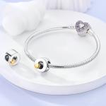 925 Silver Letter Charms with Golden Heart