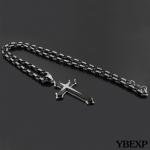 Men's Black Stainless Steel Cross Pendant Necklace