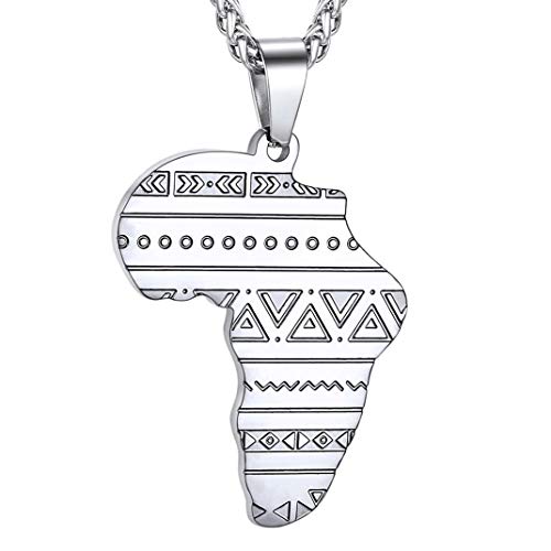 GOLDCHIC JEWELRY Africa Map Pedant Necklaces, Ancient Tribal Mother African Chain Pendant Necklace for Men Women with 316L Stainless Steel jewelry