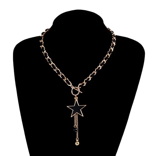 QIMOSHI Black Wrap Velvet Choker With Gold Star Pedant for Women Girls,Jewelry Gift for Girlfriend Family And Friend