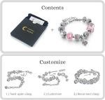 Silver Bracelet with Crystal Heart and Love Charms