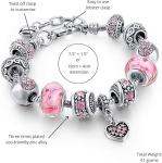 Silver Bracelet with Crystal Heart and Love Charms