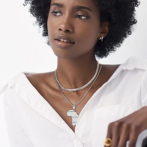 GOLDCHIC JEWELRY Africa Map Pedant Necklaces, Ancient Tribal Mother African Chain Pendant Necklace for Men Women with 316L Stainless Steel jewelry