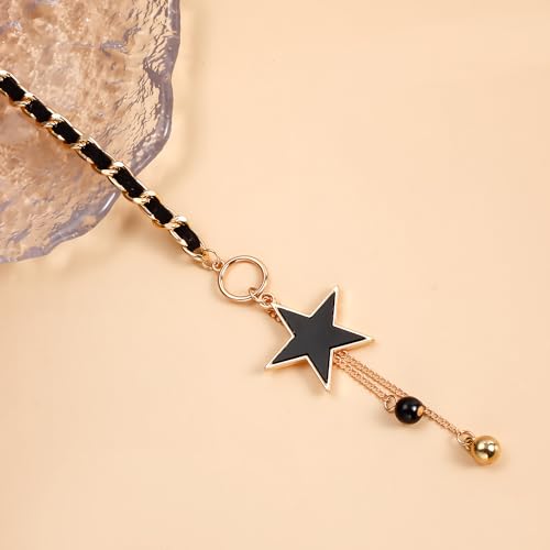 QIMOSHI Black Wrap Velvet Choker With Gold Star Pedant for Women Girls,Jewelry Gift for Girlfriend Family And Friend