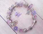 Silver Bracelet with Purple Butterfly Crystal Charms
