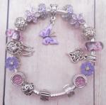 Silver Bracelet with Purple Butterfly Crystal Charms