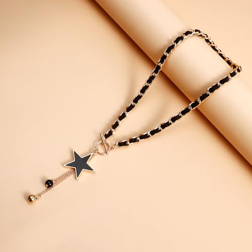 QIMOSHI Black Wrap Velvet Choker With Gold Star Pedant for Women Girls,Jewelry Gift for Girlfriend Family And Friend