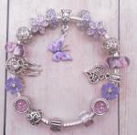Silver Bracelet with Purple Butterfly Crystal Charms