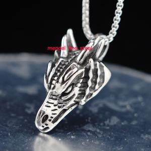 Men's Dragon Head Pendant Necklace in Stainless Steel