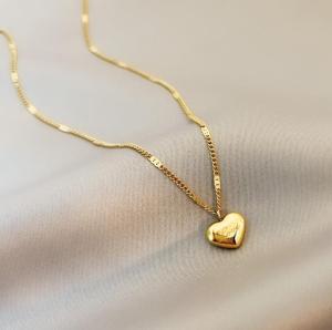 18K Gold Floating Heart Pendant Necklace