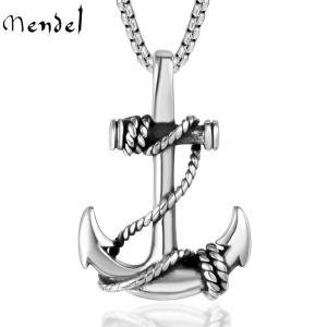 Stainless Steel Beach Anchor Pendant Necklace for Men
