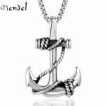 Stainless Steel Beach Anchor Pendant Necklace for Men