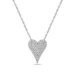Sterling Silver Heart Charm Necklace with Zirconia