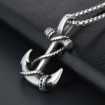 Stainless Steel Beach Anchor Pendant Necklace for Men