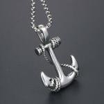 Stainless Steel Beach Anchor Pendant Necklace for Men