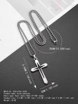 Silver-Plated Cross Pendant Necklace on Stainless Steel