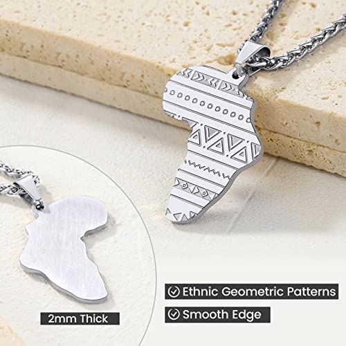 GOLDCHIC JEWELRY Africa Map Pedant Necklaces, Ancient Tribal Mother African Chain Pendant Necklace for Men Women with 316L Stainless Steel jewelry