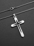 Silver-Plated Cross Pendant Necklace on Stainless Steel