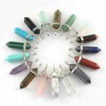 Chakra Quartz Crystal Point Pendant Necklace Set