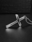 Silver-Plated Cross Pendant Necklace on Stainless Steel