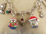 Silver Plated Holiday Charm Bracelet with Snowman