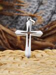 Silver-Plated Cross Pendant Necklace on Stainless Steel