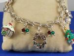 Silver Plated Holiday Charm Bracelet with Snowman