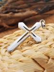 Silver-Plated Cross Pendant Necklace on Stainless Steel