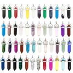 Chakra Quartz Crystal Point Pendant Necklace Set