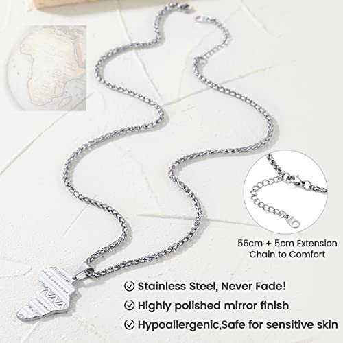 GOLDCHIC JEWELRY Africa Map Pedant Necklaces, Ancient Tribal Mother African Chain Pendant Necklace for Men Women with 316L Stainless Steel jewelry