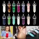 Chakra Quartz Crystal Point Pendant Necklace Set