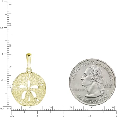 925 Sterling Silver Sand Dollar Cubic Zirconia Pave Sea Life Charm Necklace Pedant with 18" Box Chain, Nickle Free Hypoallergenic for Sensitive Skin, with Gift Box (Minimalist, Gold)