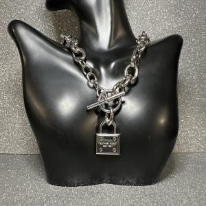 Silver Tone Padlock Chain Necklace by Michael Kors