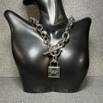 Silver Tone Padlock Chain Necklace by Michael Kors