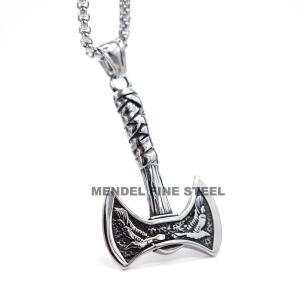 Gold Plated Viking Raven Axe Pendant Necklace