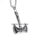 Gold Plated Viking Raven Axe Pendant Necklace