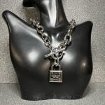 Silver Tone Padlock Chain Necklace by Michael Kors