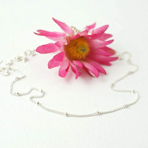 MEVECCO Silver Plain Simple Chain Choker Necklace,14K Silver Plated Cute Tiny Bead/Satellite Chain Minimalist Necklace for Women