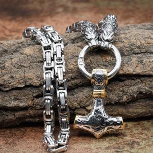 Men's 25-Inch Gold Thor's Hammer Pendant Necklace