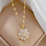 Flower Pendant Necklace in 18K Gold Plated Steel
